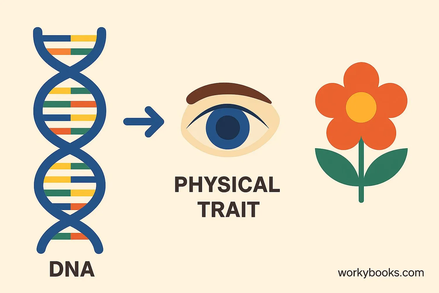 Comparison showing genetic codand physical expression. 
