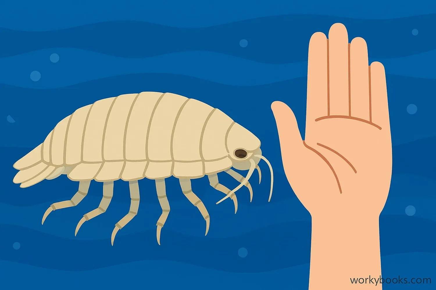 Visual representation of a giant isopod compared to a human hand