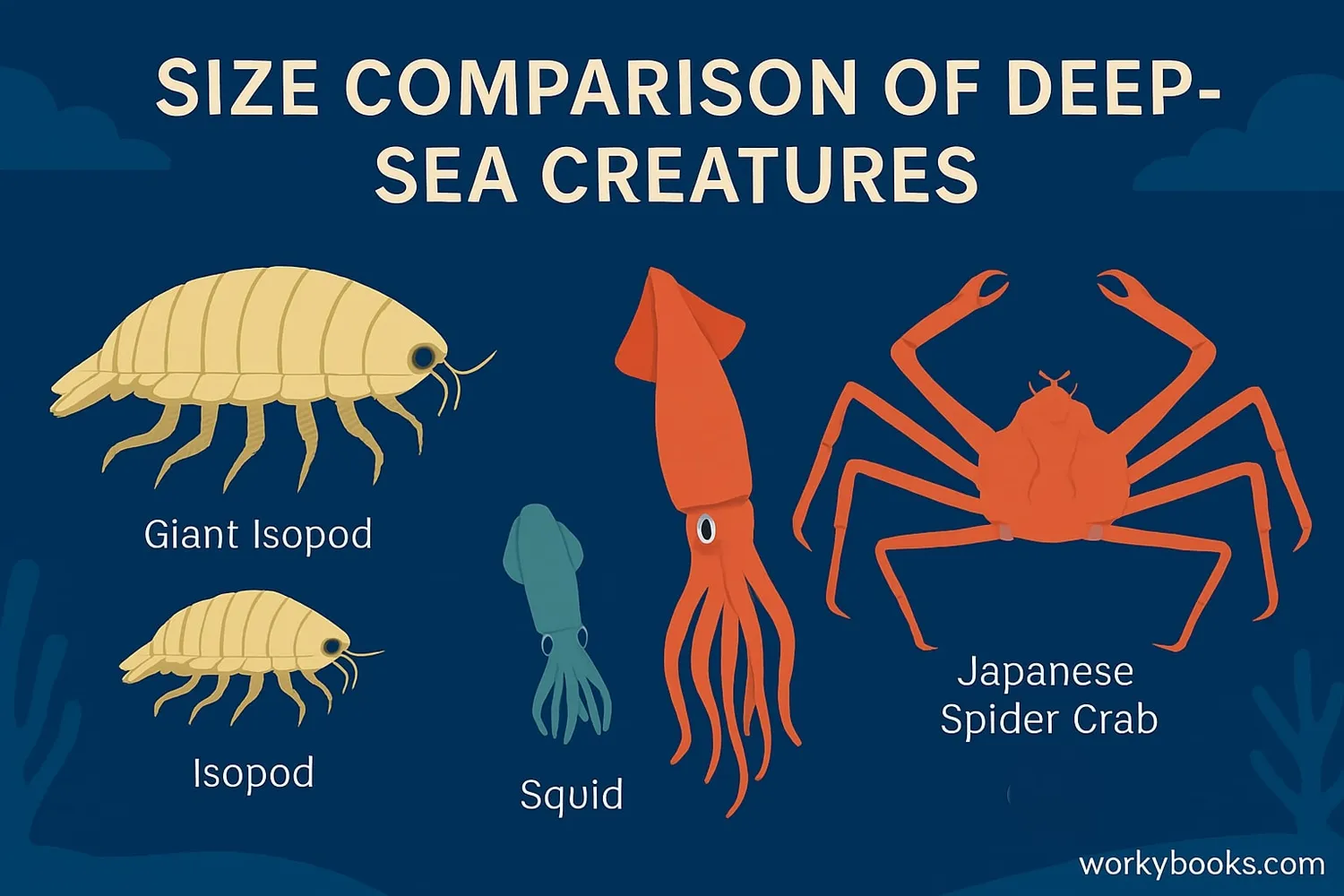 Comparison of deep-sea creatures showing gigantism