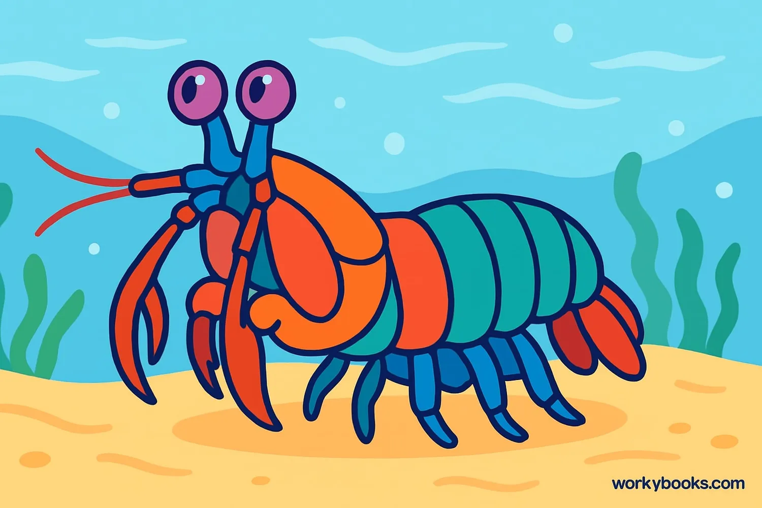 Colorful mantis shrimp with distinctive features