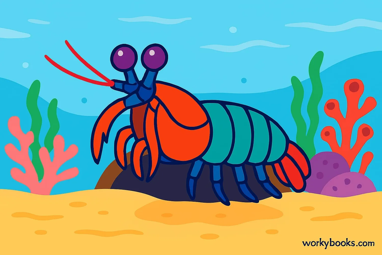 Mantis shrimp in its natural reef habitat