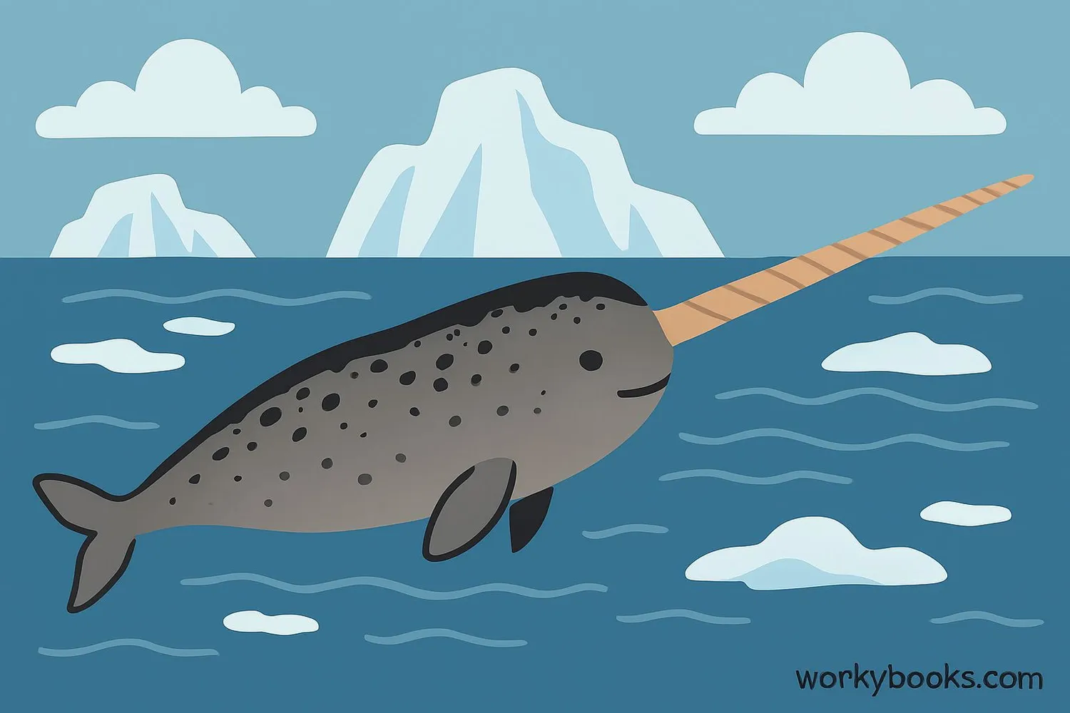 Narwhal swimming in Arctic waters