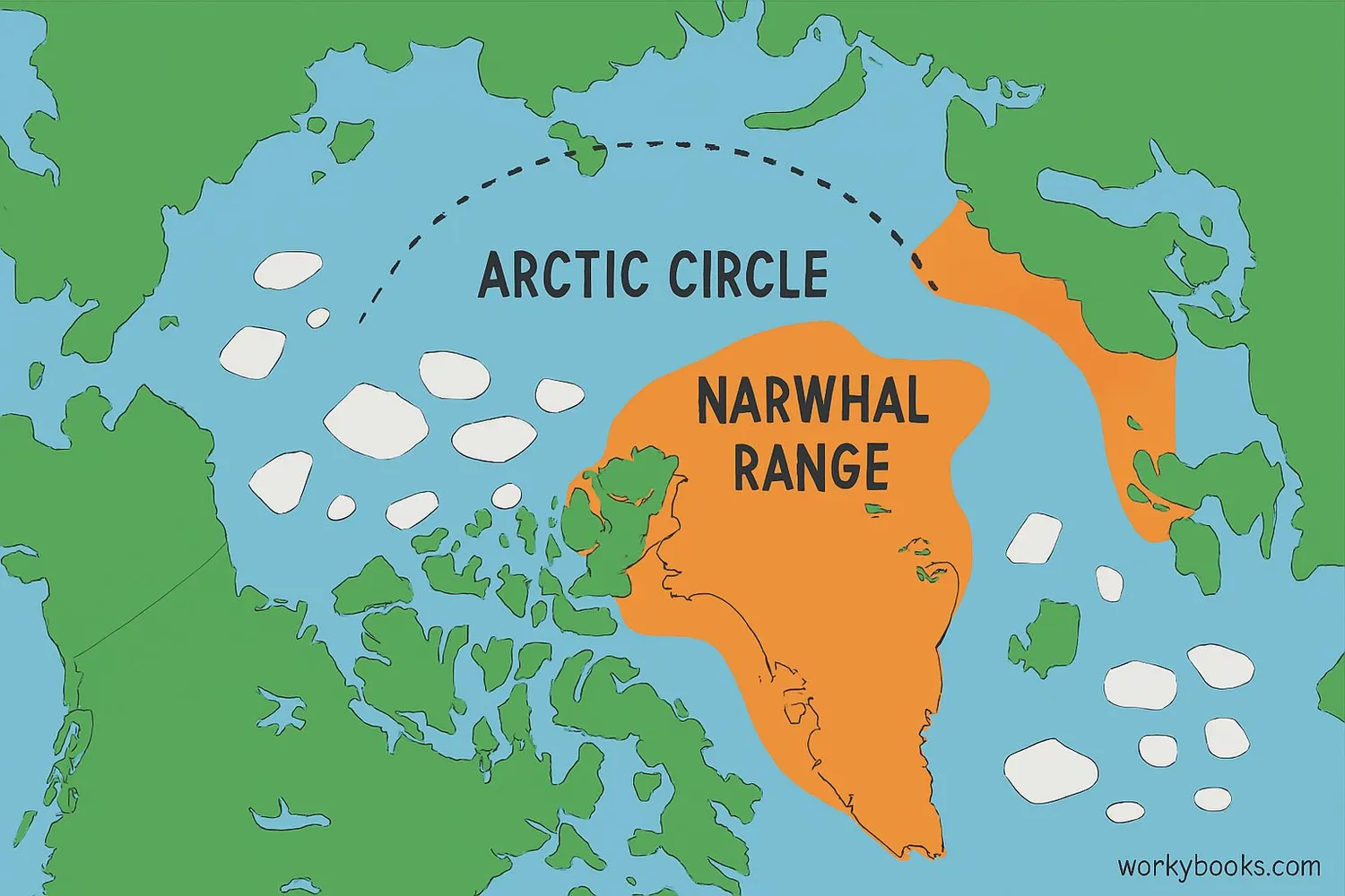 Map showing narwhal habitat