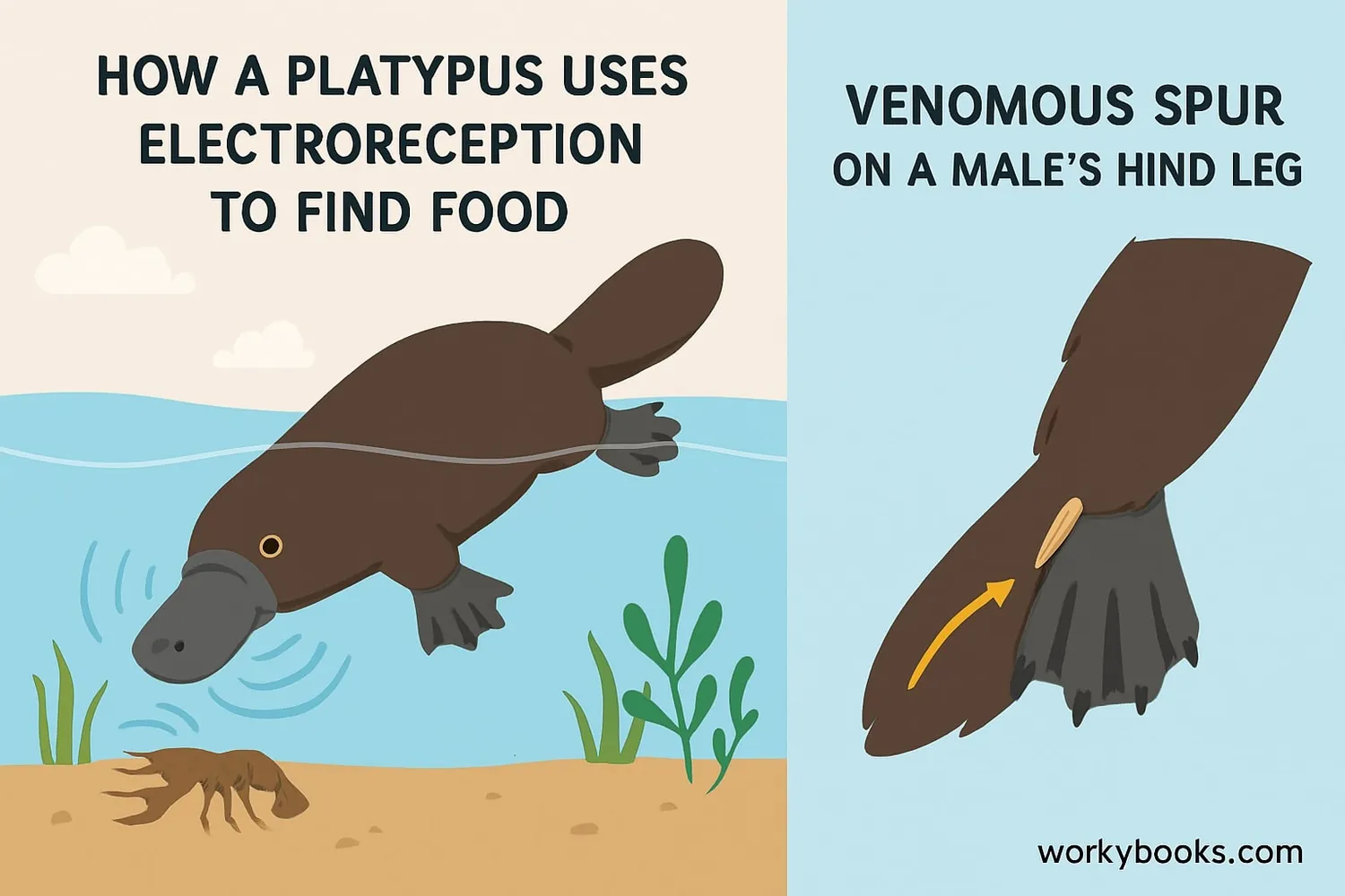 Platypus special abilities: electroreception and venom