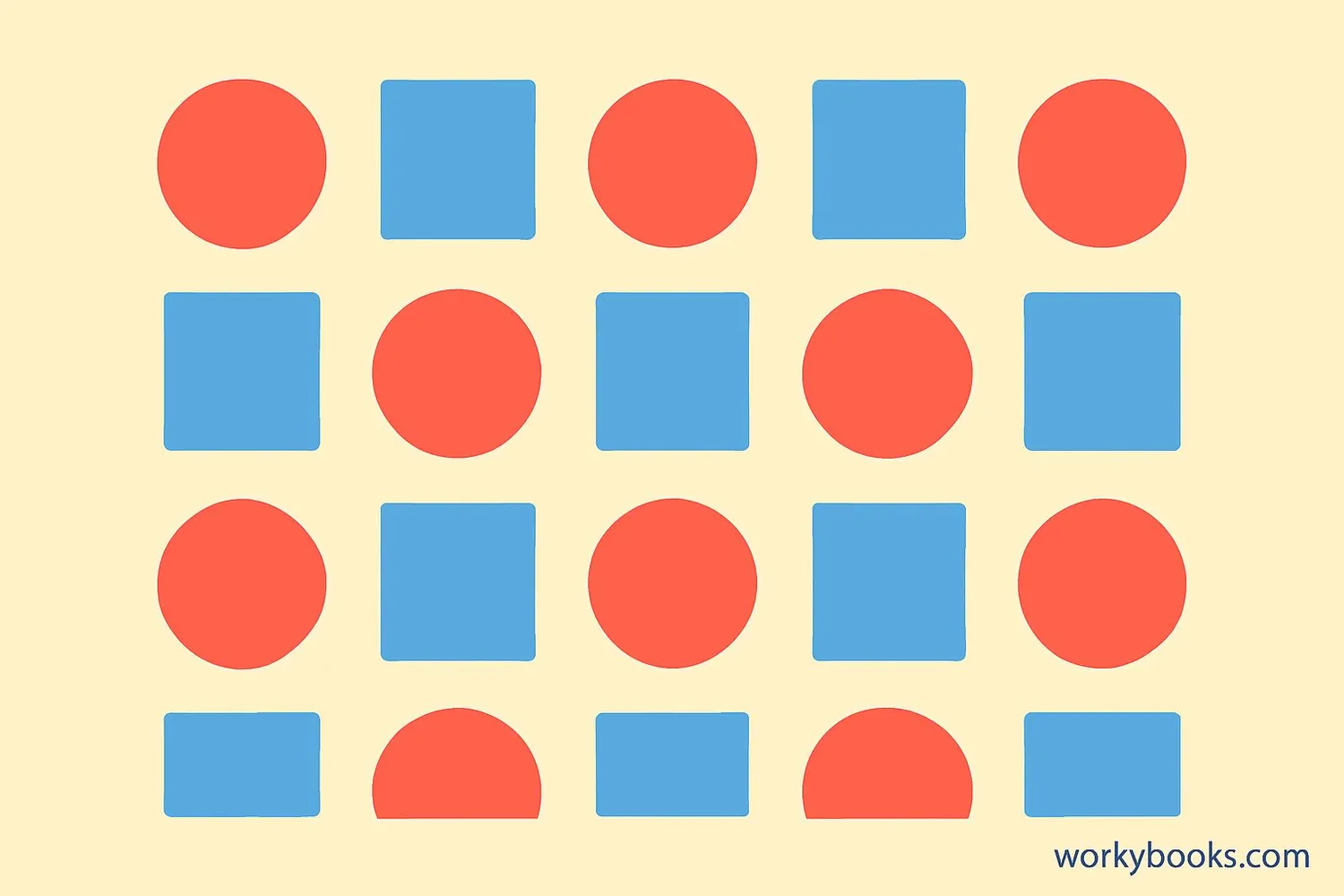 Visual examples of simple patterns in shapes and colors