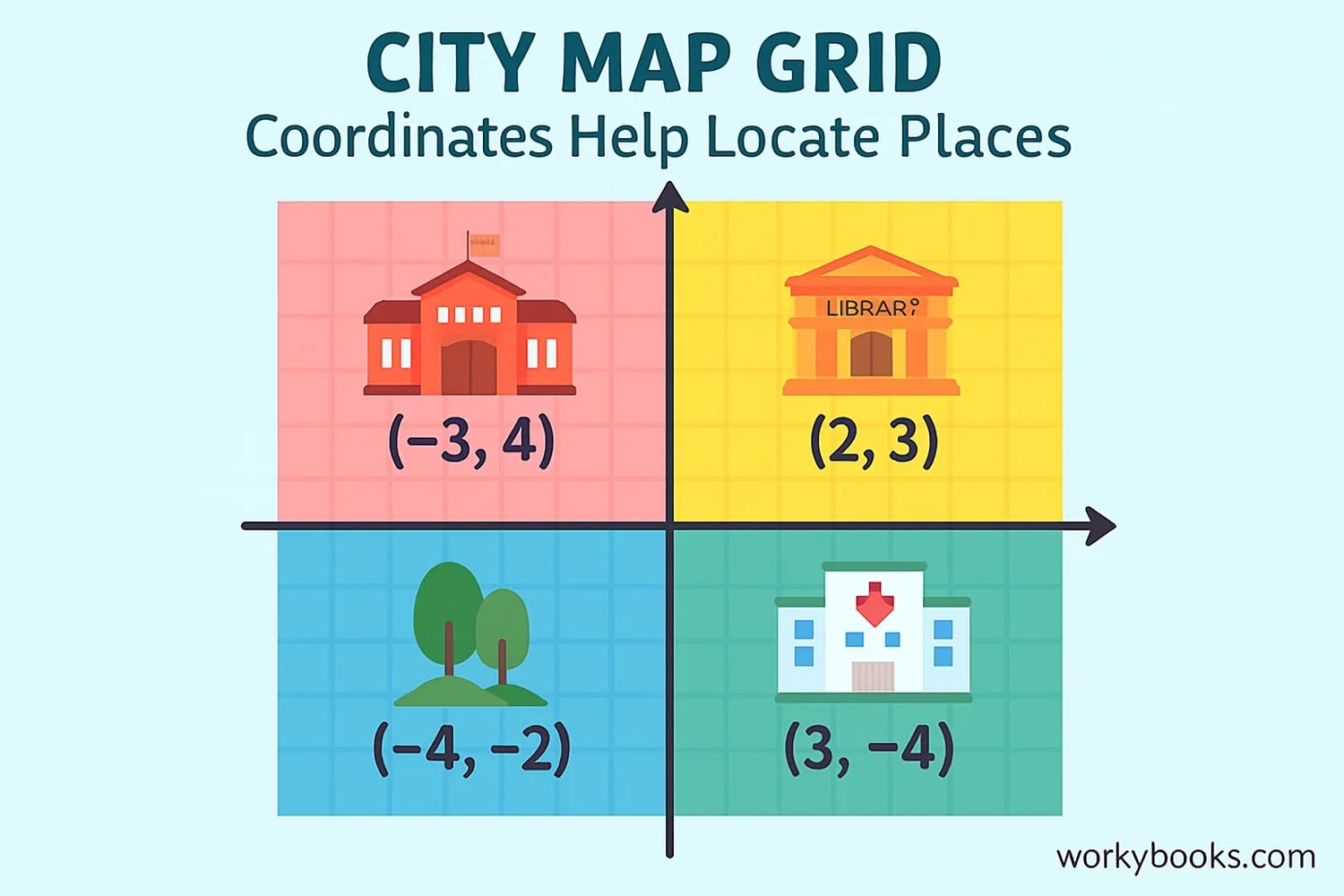 City map grid showing different quadrants