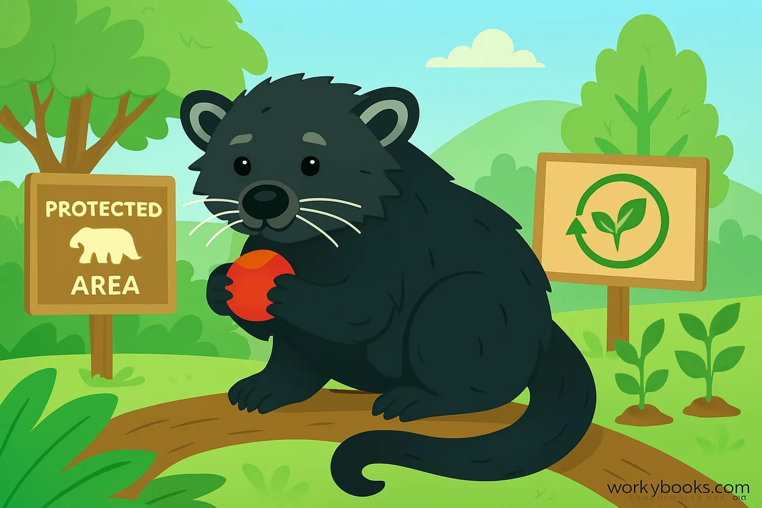 Binturong with conservation symbols