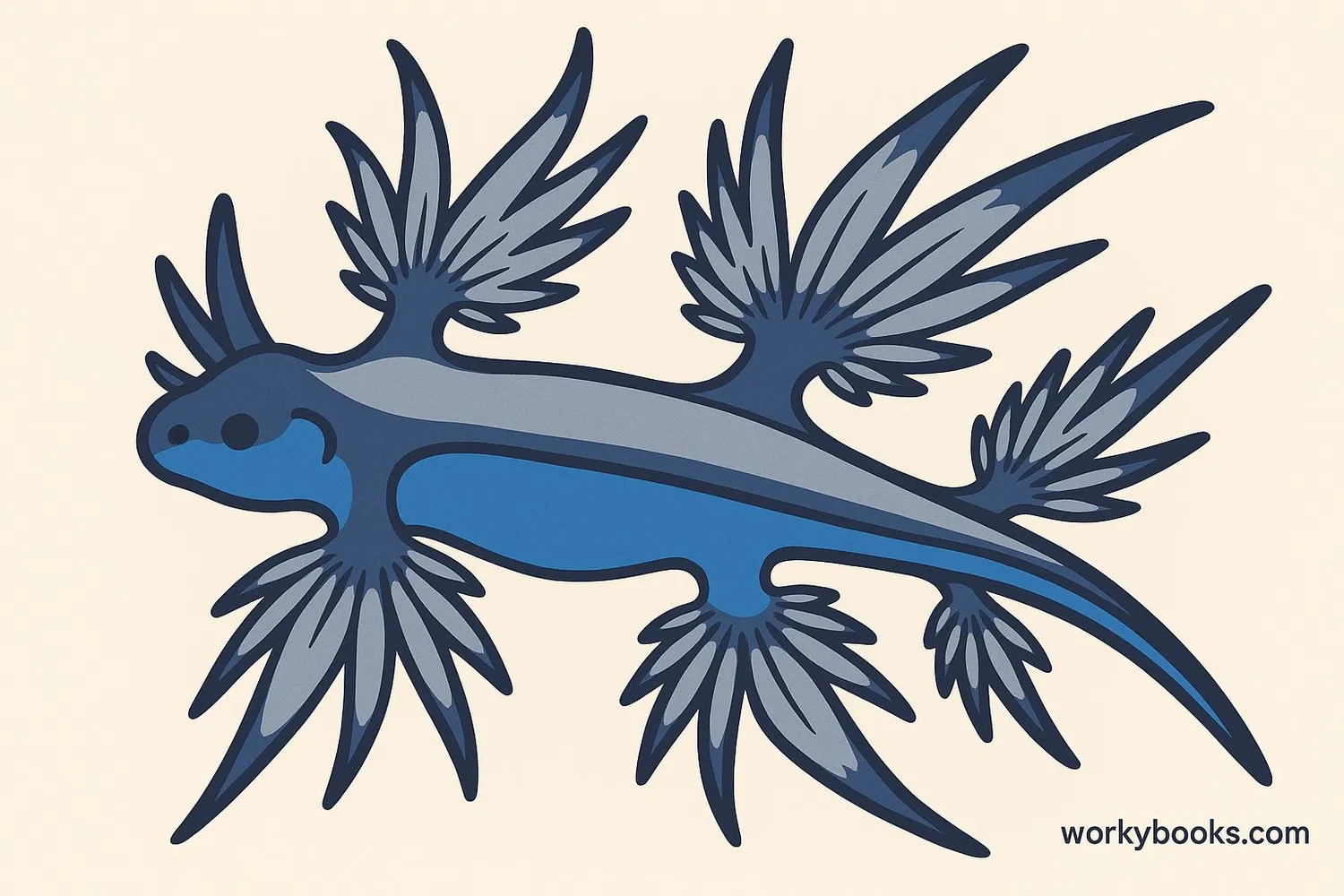 Close-up of a blue dragon sea slug