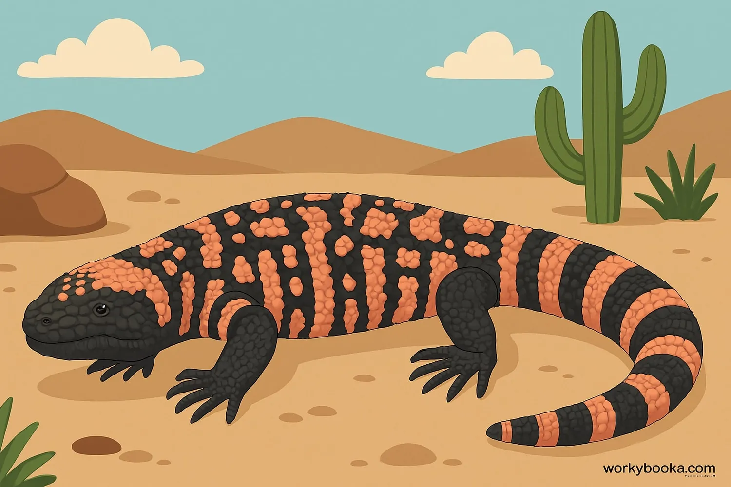 Gila monster illustration showing distinctive patterns