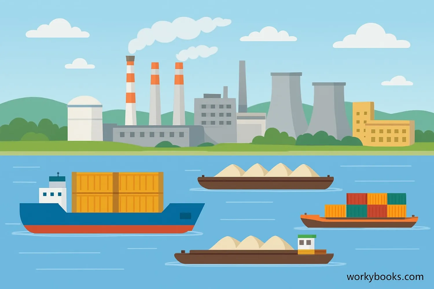 Cargo transportation on the Volga River