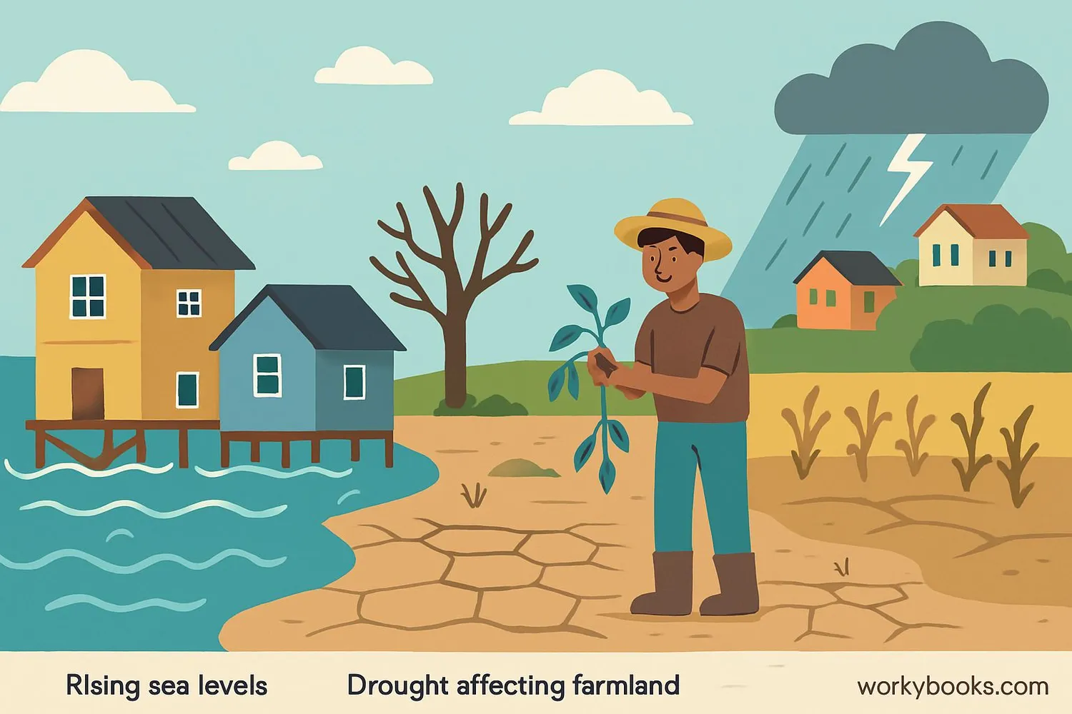 Illustration showing climate change impacts