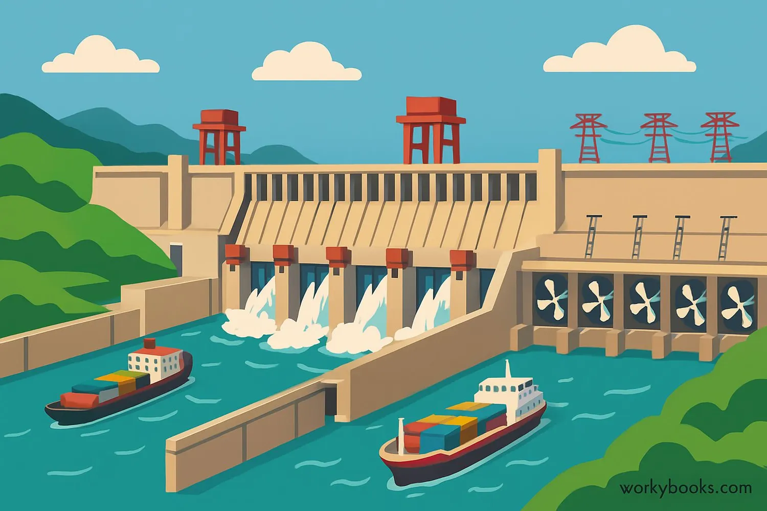 Illustration of the massive Three Gorges Dam