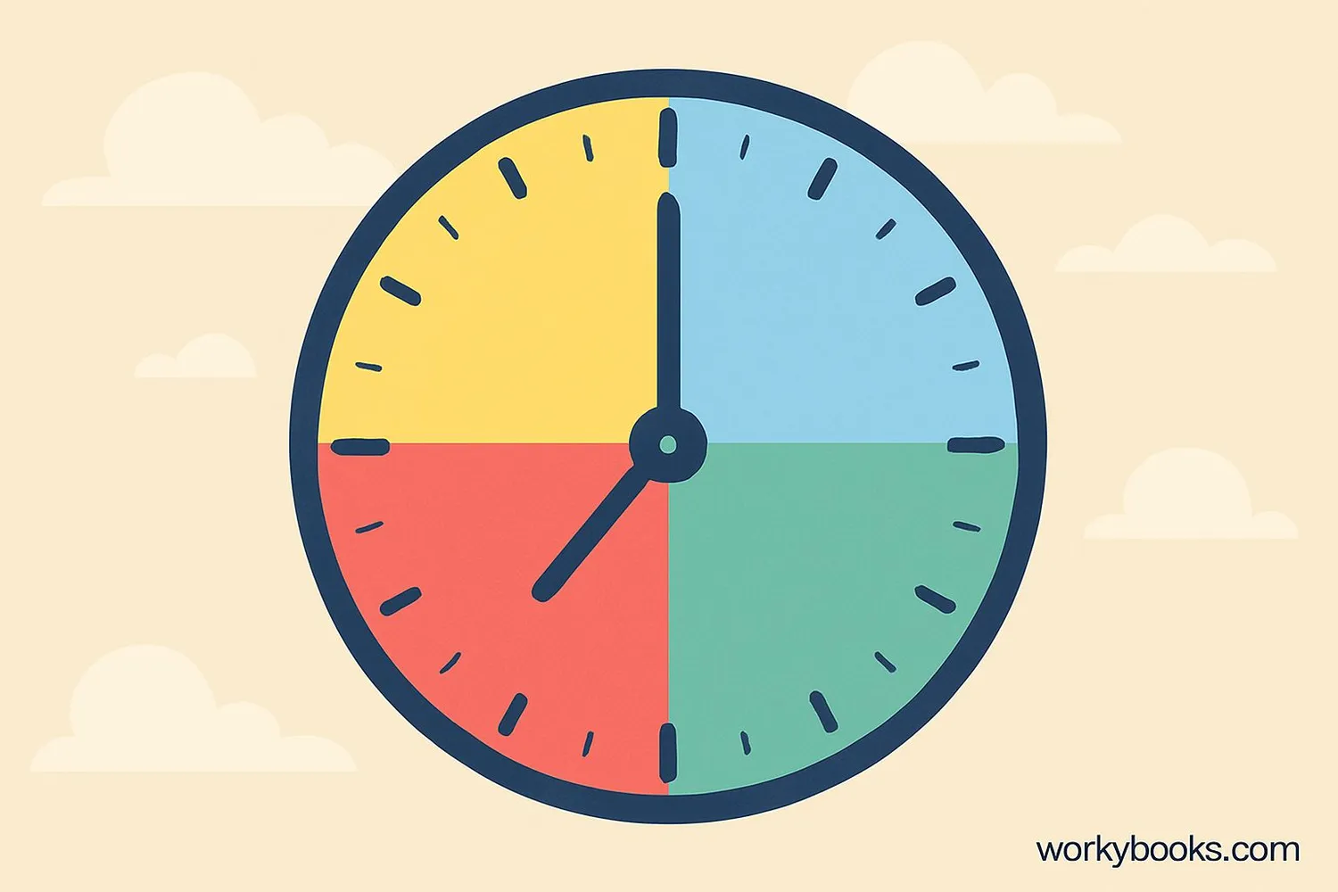 Clock divided into four quarters