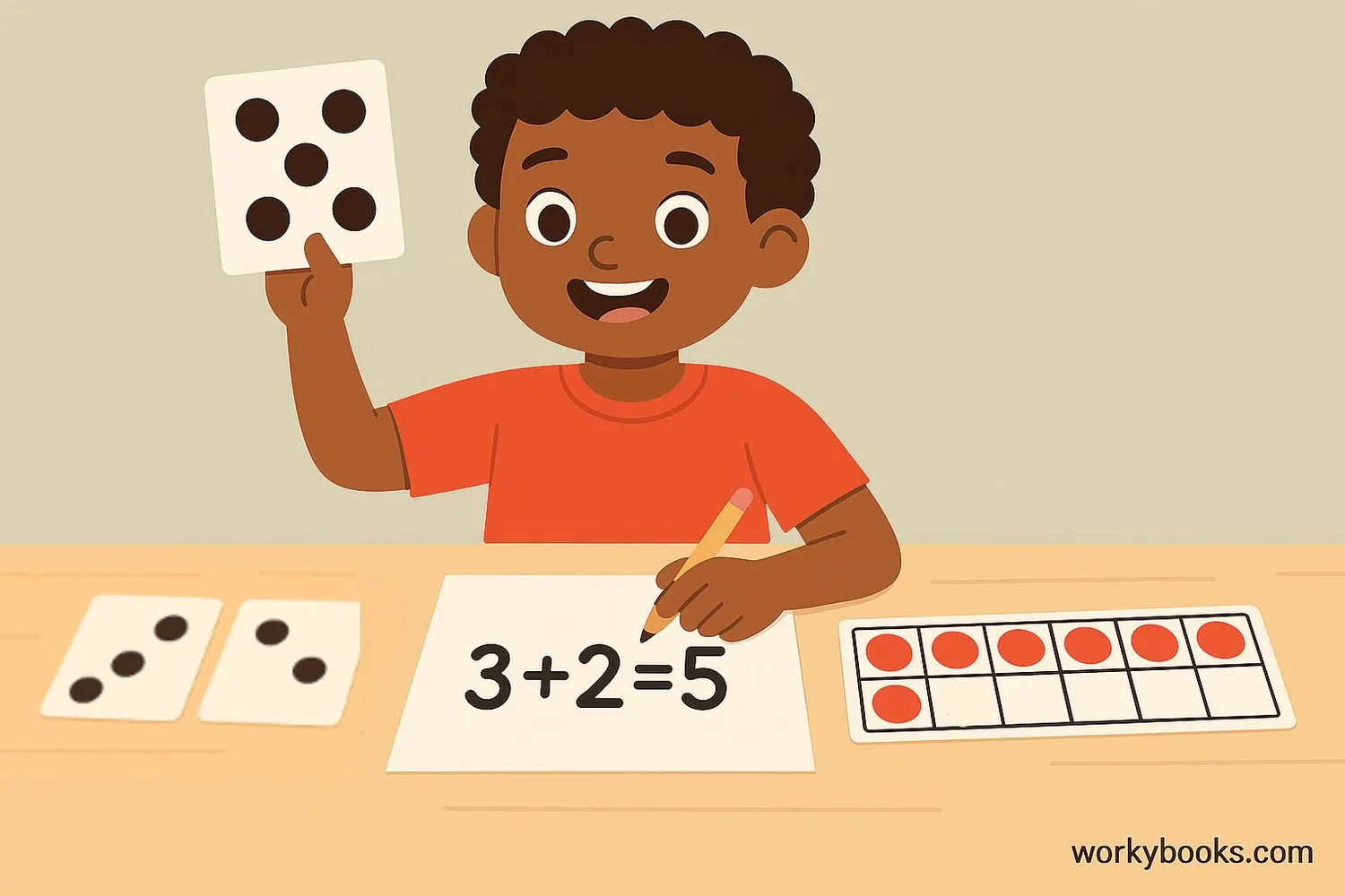 Child solving math problems with number sense
