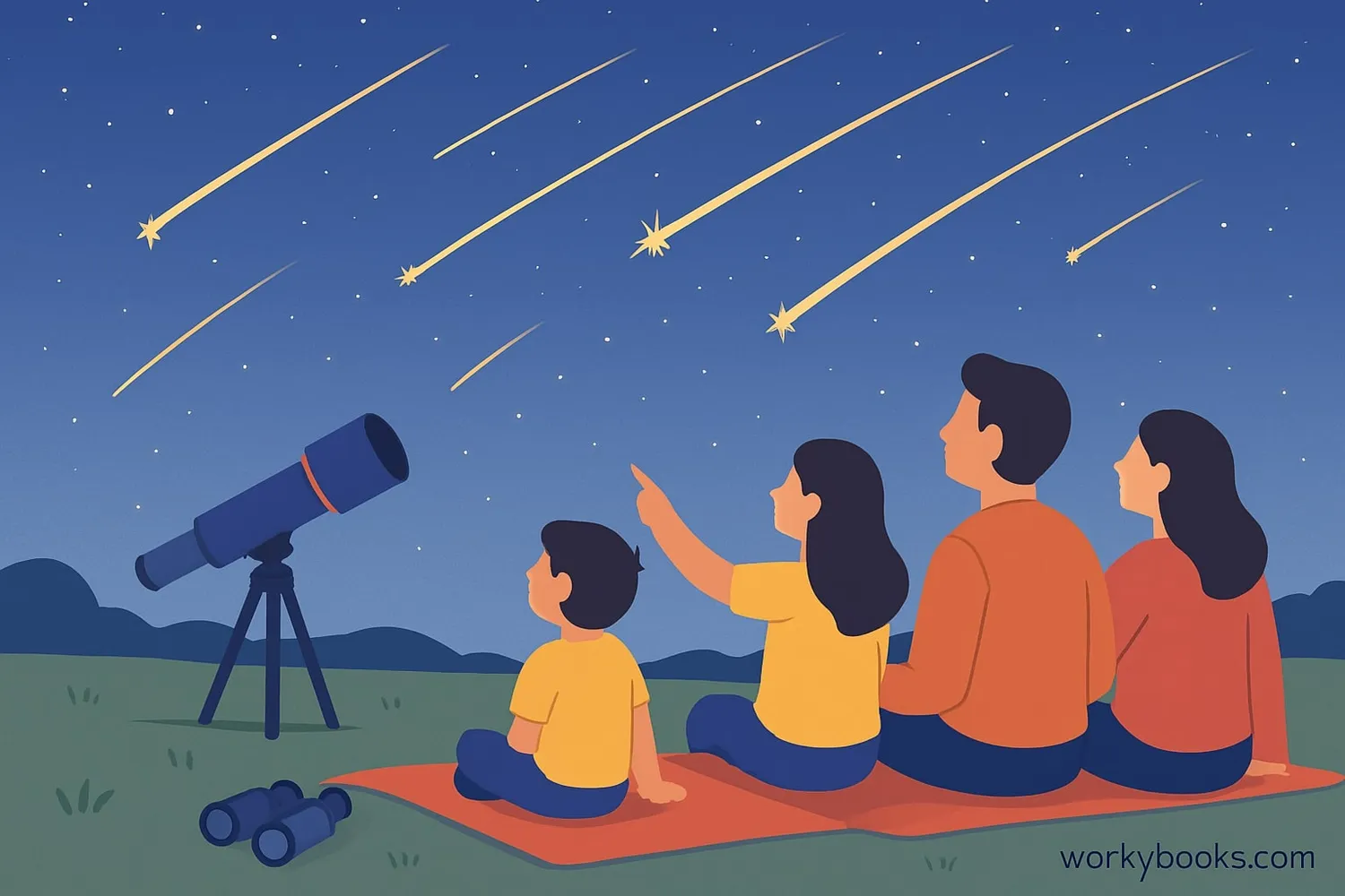 Family watching the meteor shower together