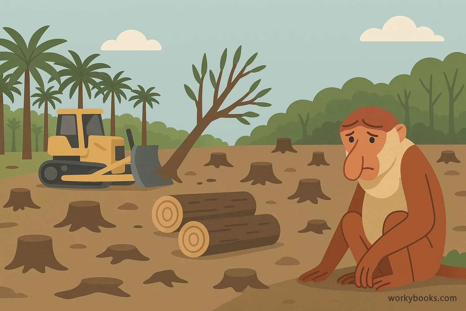 Deforestation threatening proboscis monkey habitat