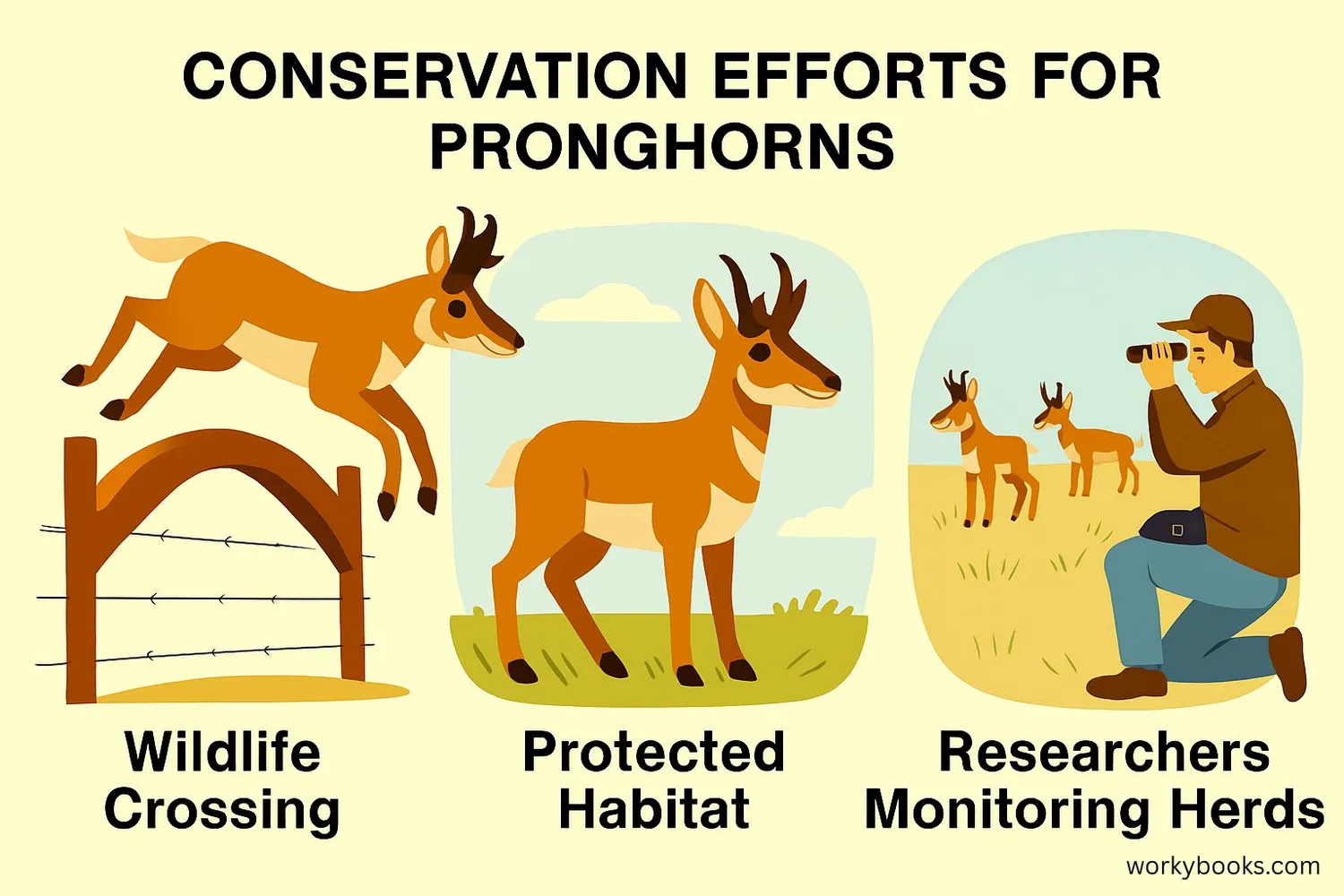 Illustration showing conservation efforts for pronghorns