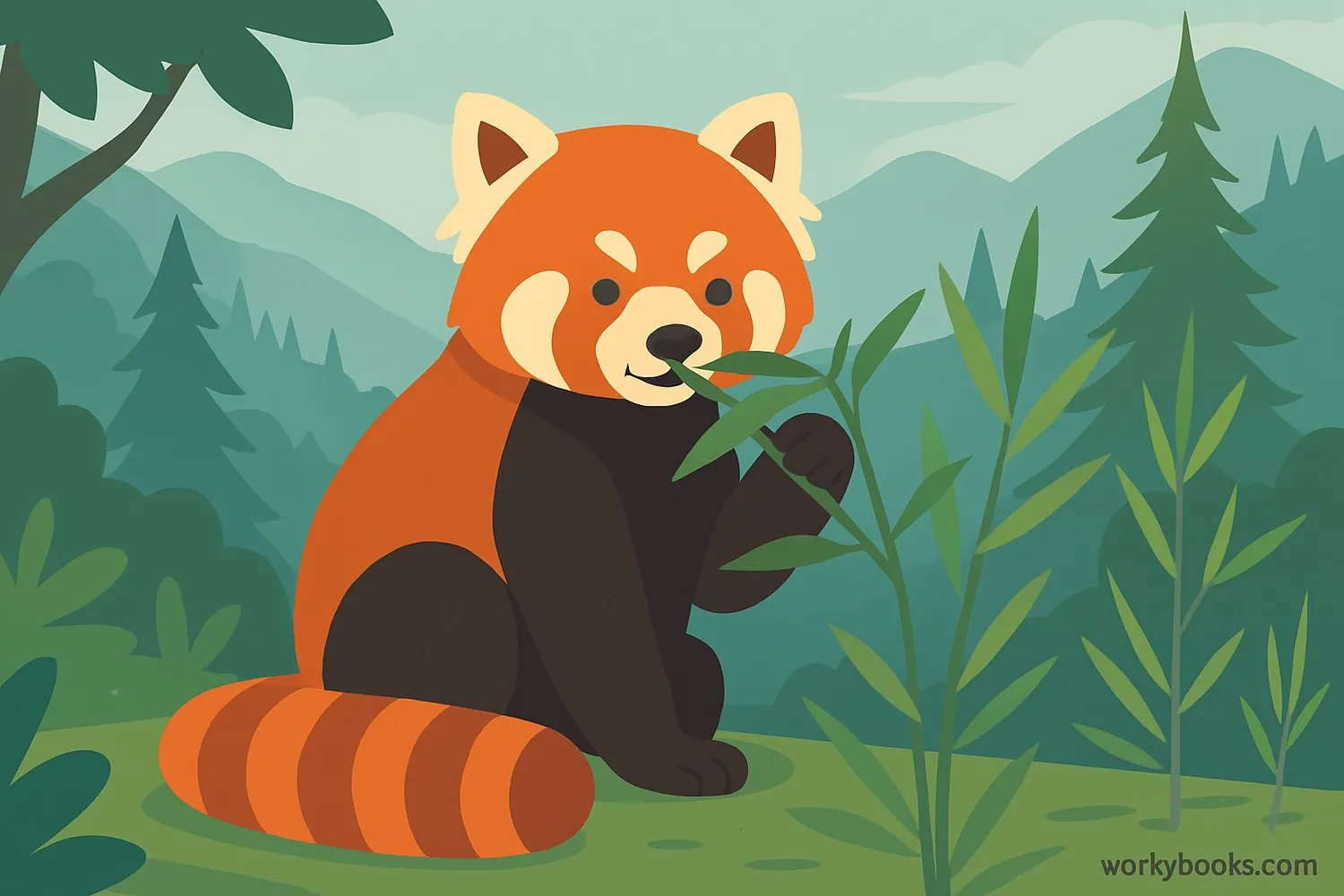 Red panda eating bamboo
