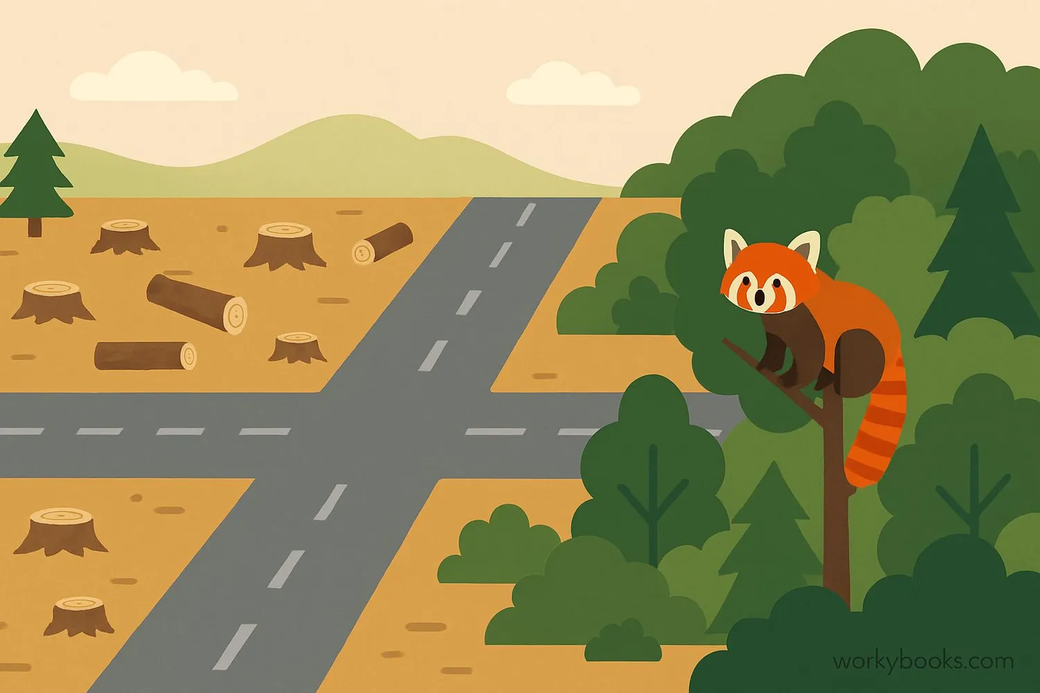 Illustration showing threats to red pandas