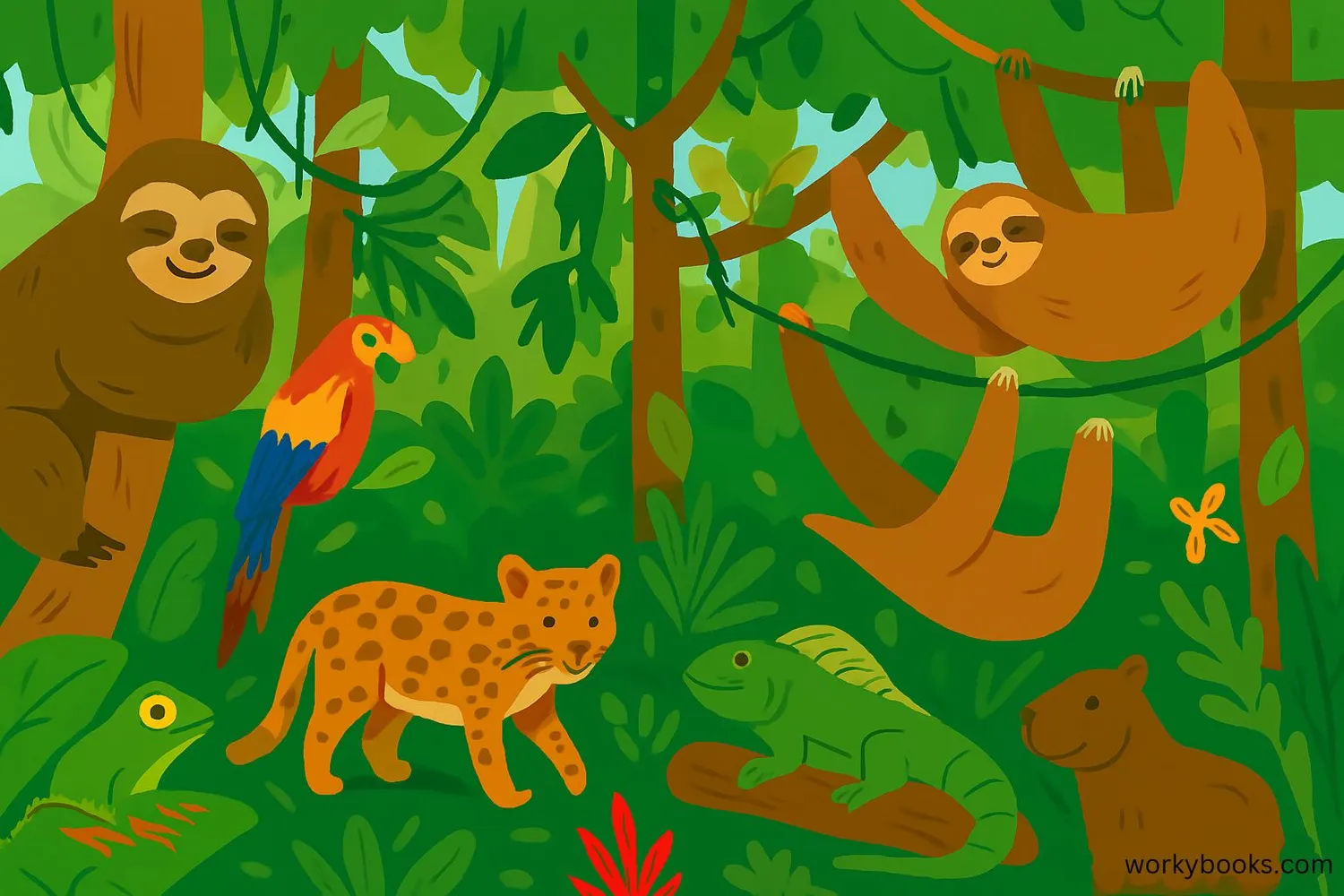 Rainforest habitat of sloths