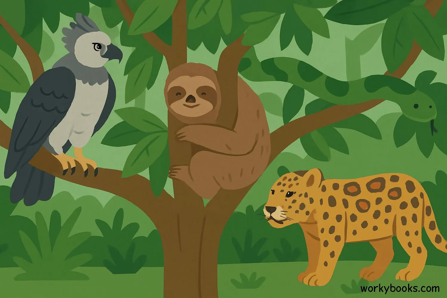 Sloth predators in the rainforest