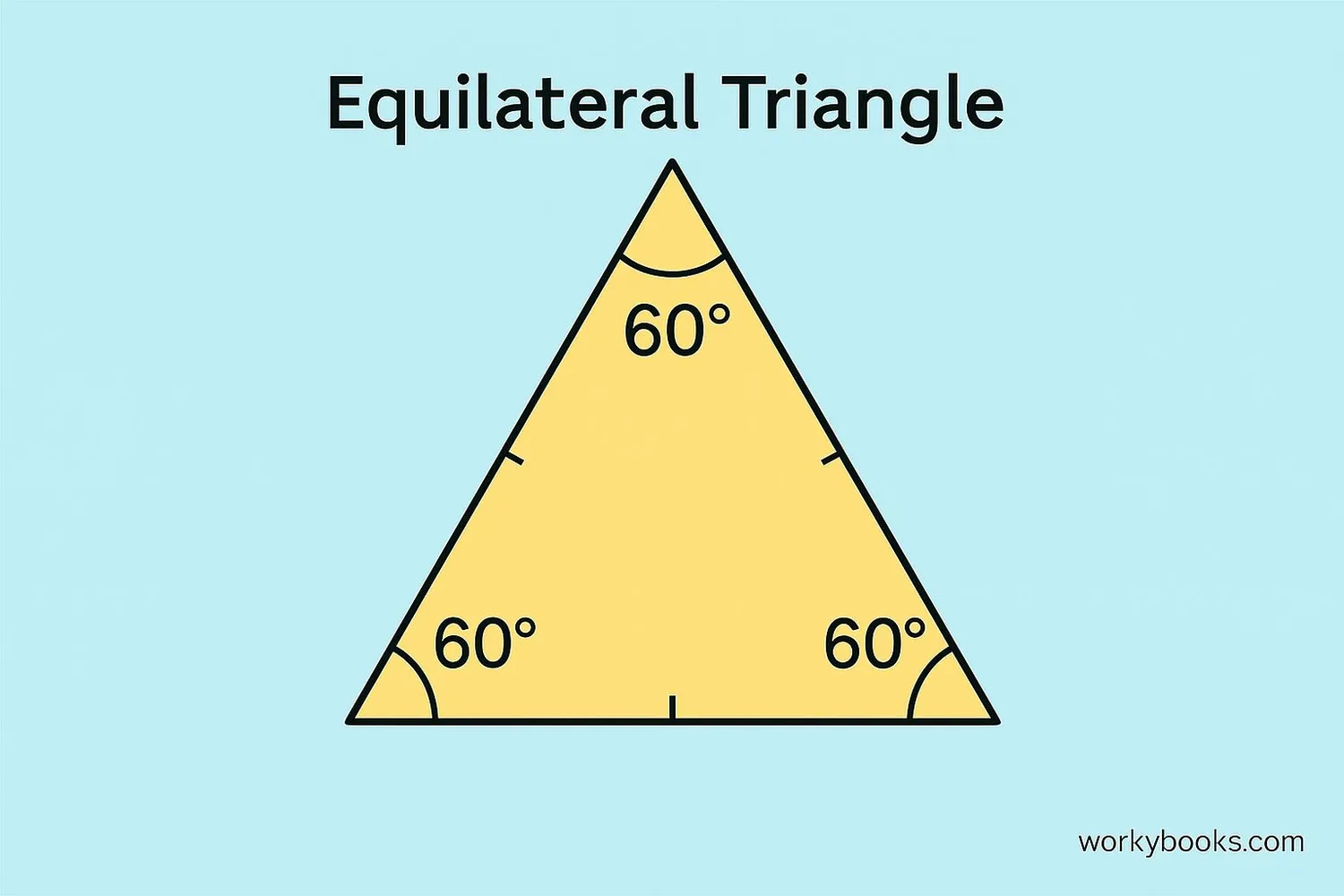 Equilateral triangle with all sides equal and all angles 60 degrees