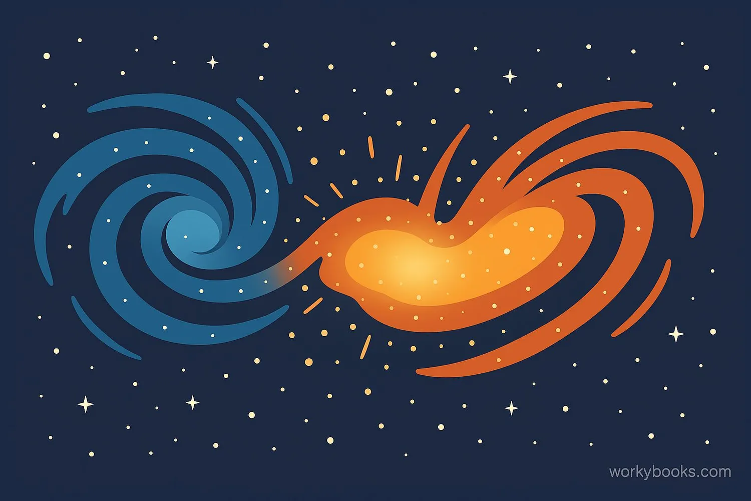 Illustration of two spiral galaxies