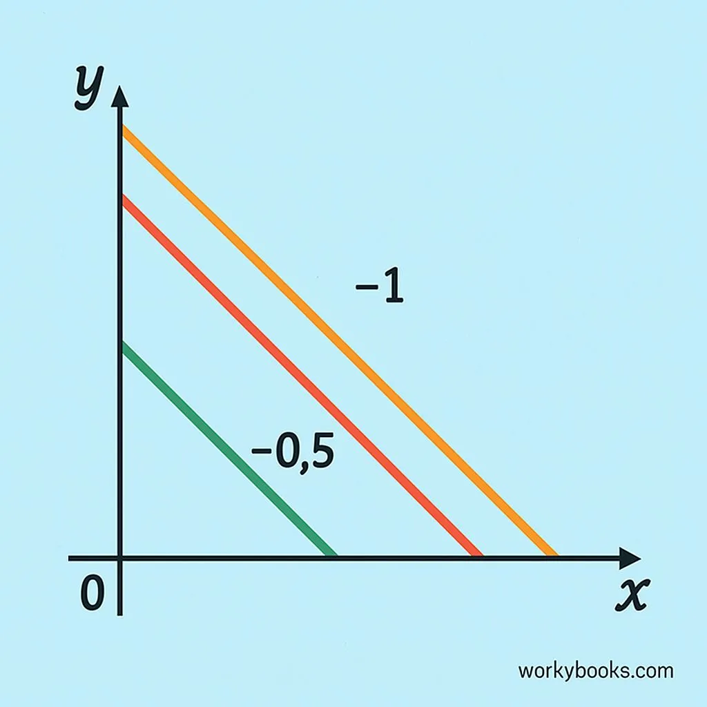 Graph showing different negative slopes