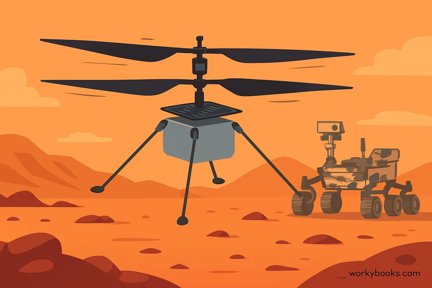 Visual representation of the Ingenuity helicopter