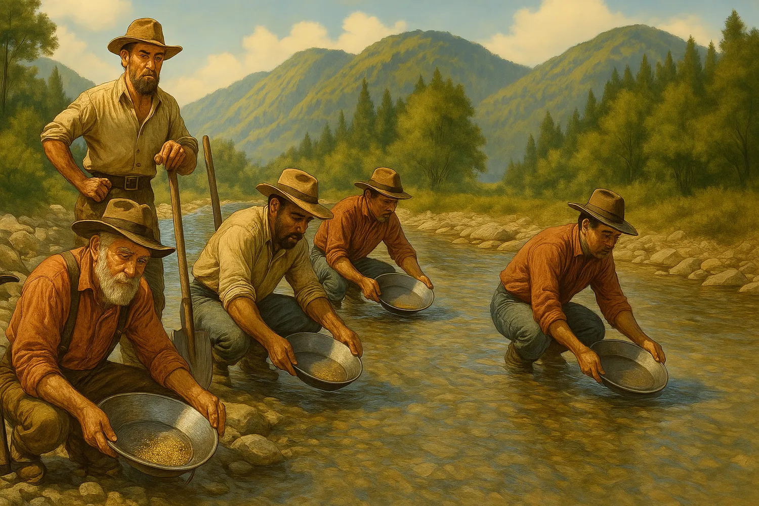 Miners searching for gold during the California Gold Rush
