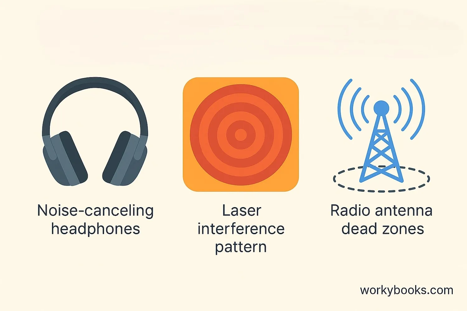Real-world examples of destructive interference