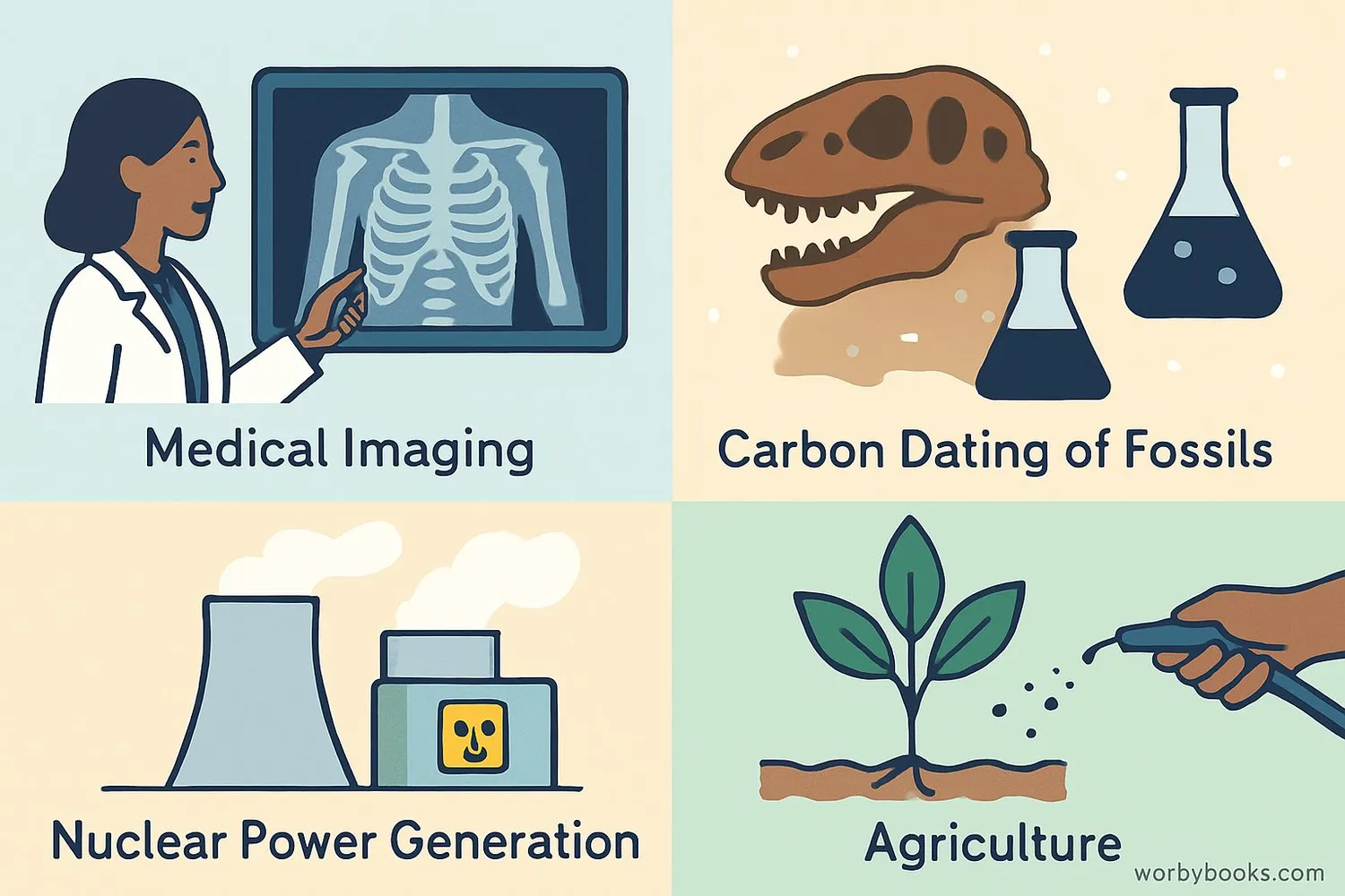 Visual representation of different uses of isotopes