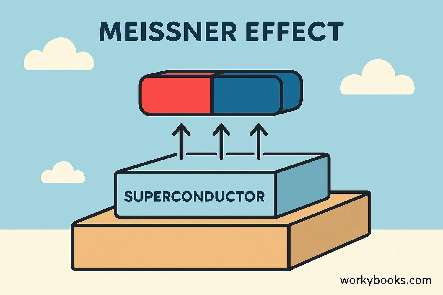 Illustration showing a magnet levitating