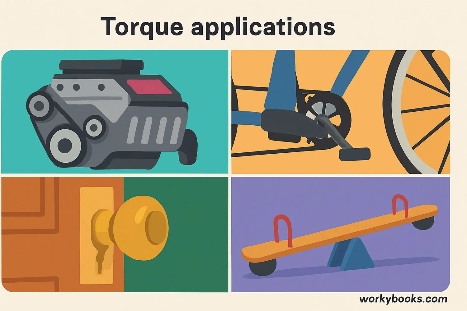 Illustration showing torque applications in everyday life