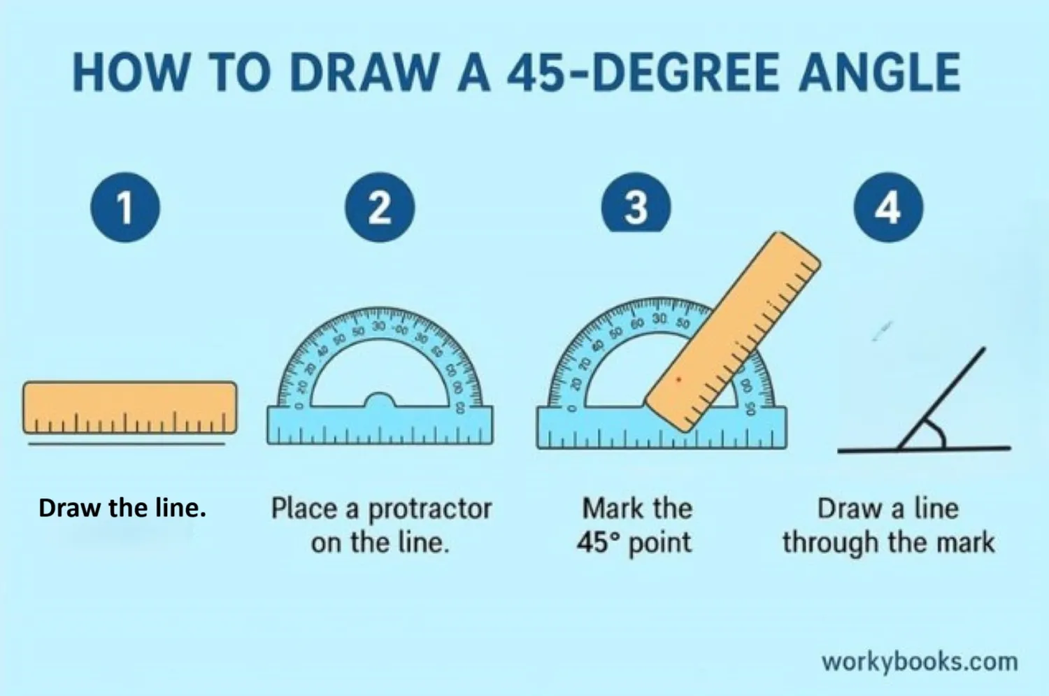 Step-by-step guide to drawing a 45-degree angle