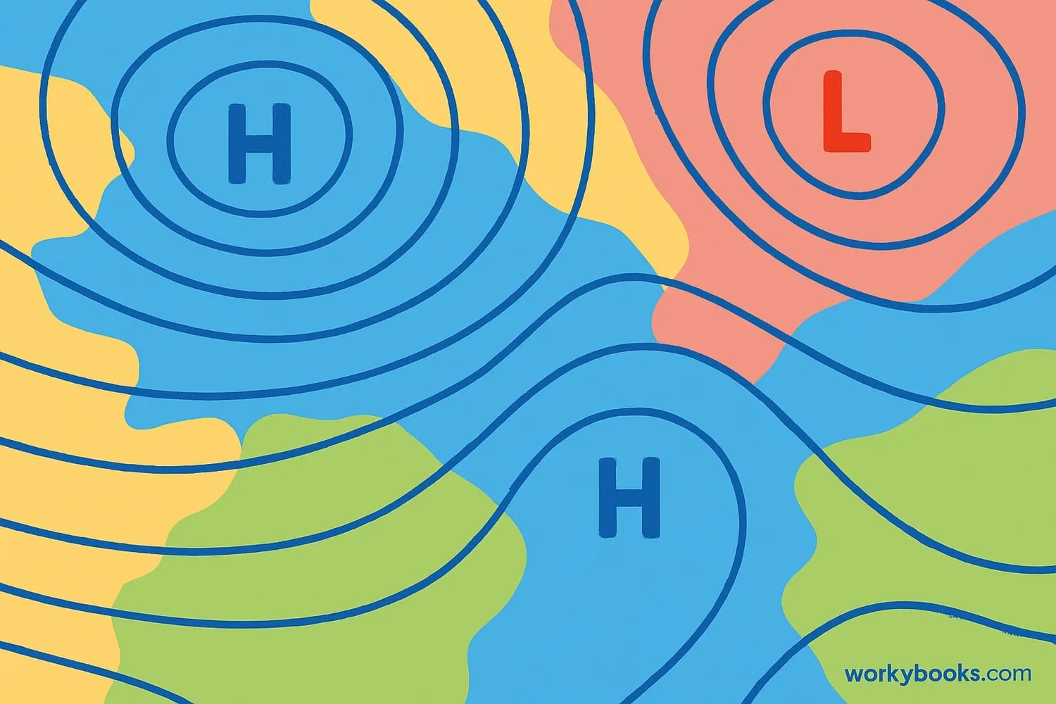 Illustration showing isobars on a weather map