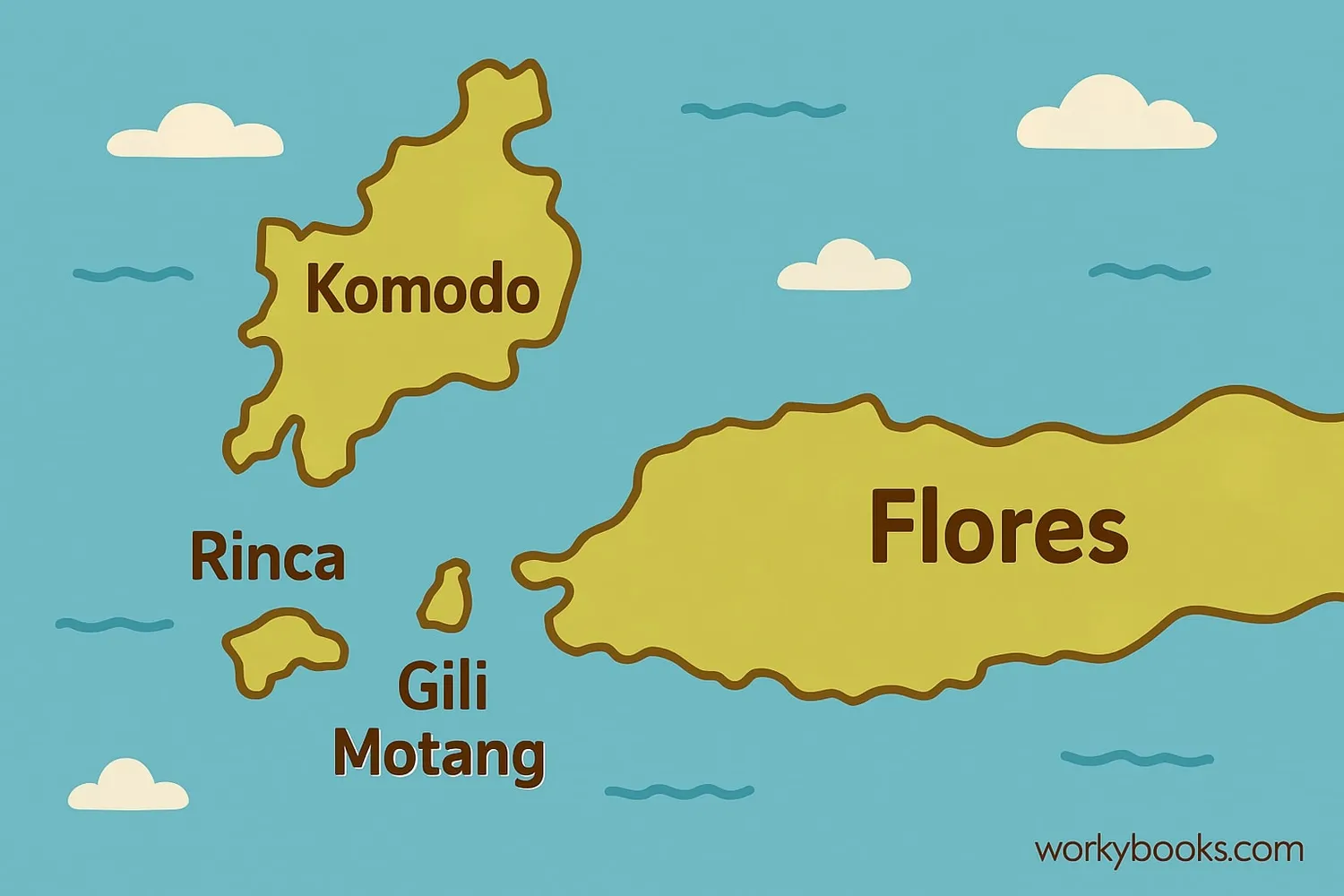 Map showing Komodo dragon habitats in Indonesia