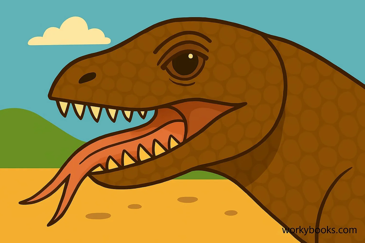 Close-up of Komodo dragon teeth and mouth