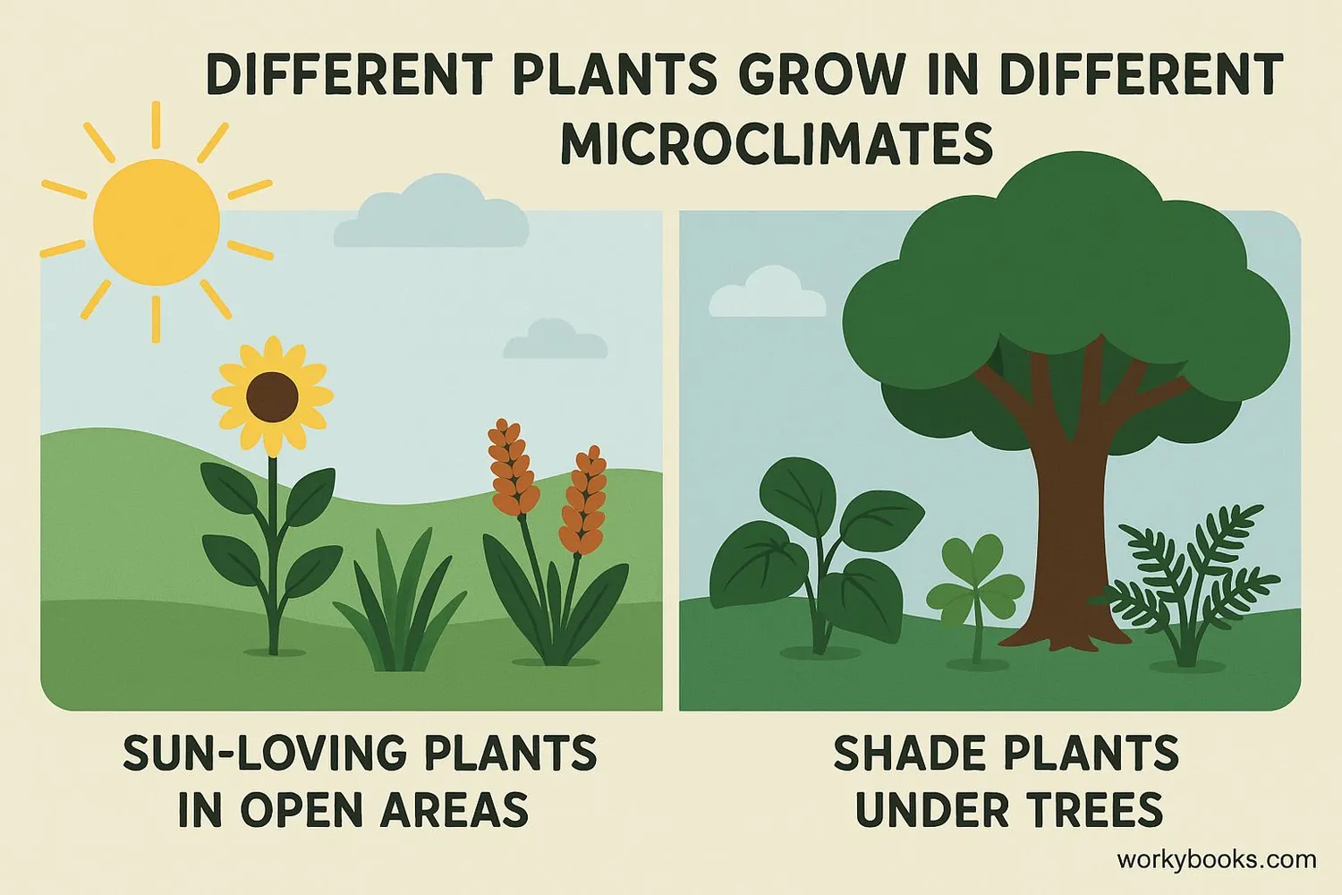 Illustration showing how microclimates affect plant