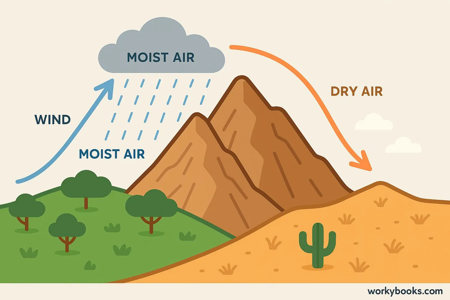 Visual representation of the rain shadow effect