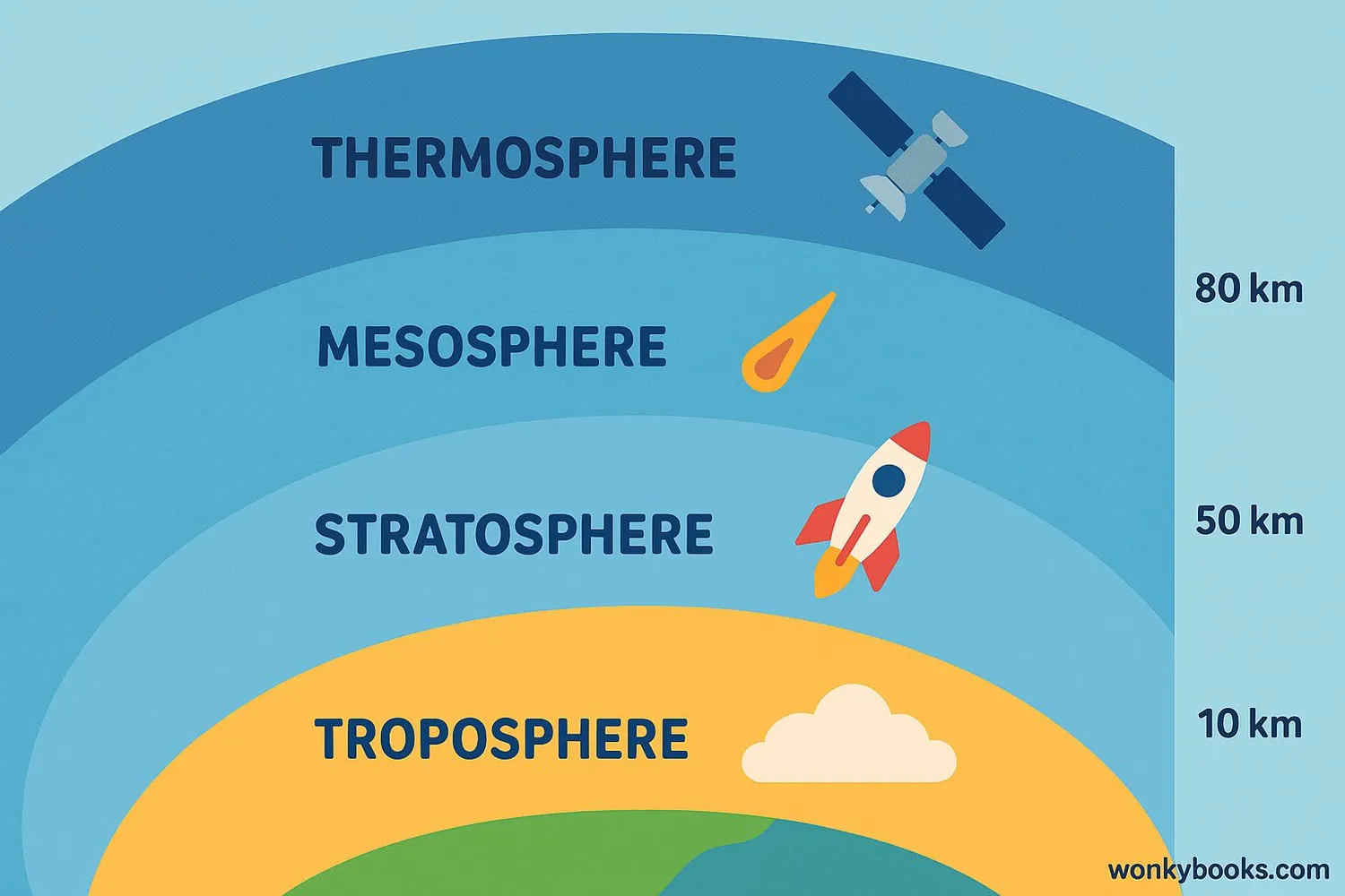 Visual representation of Earth's atmosphere layers