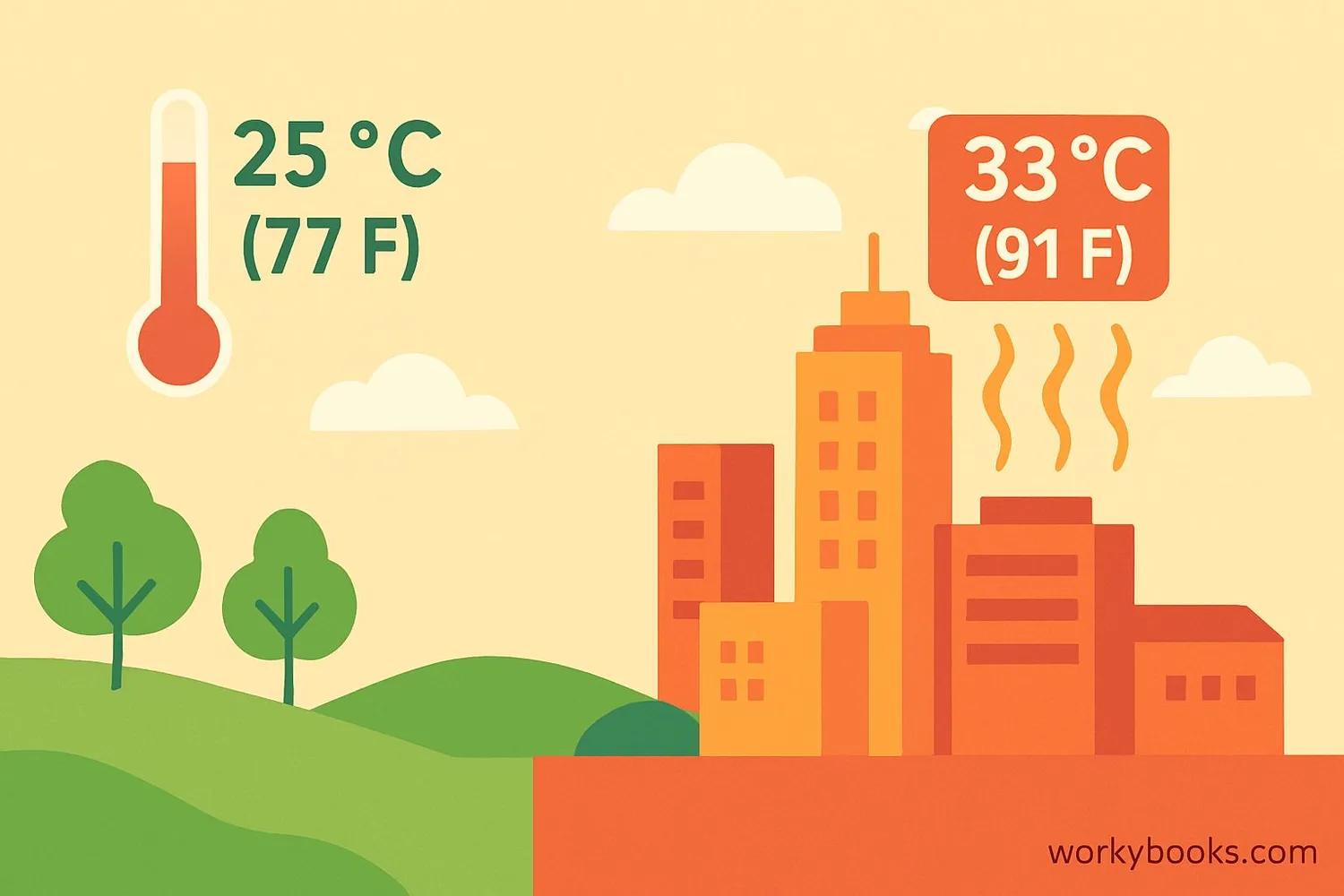 Visual representation of an urban heat island