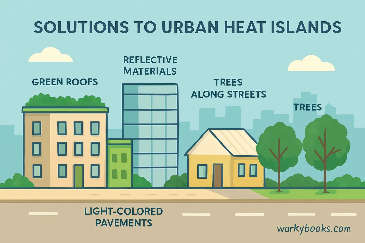 Cooling strategies: Green roofs, cool pavements, urban forests, and reflective materials