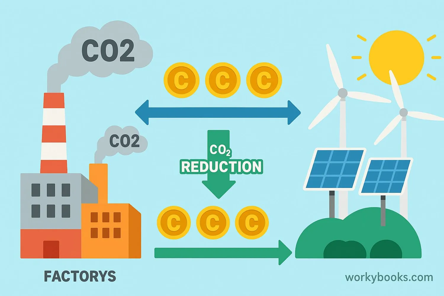 Diagram showing carbon credit trading
