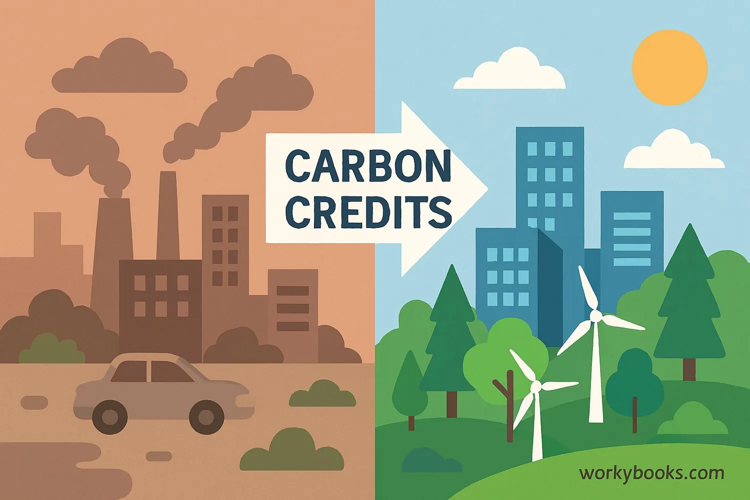 Illustration showing benefits of carbon credits