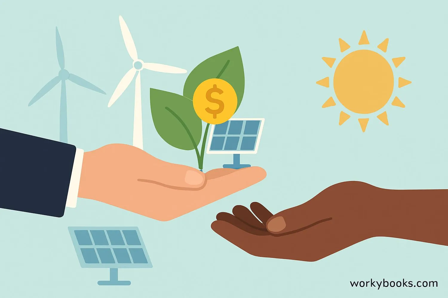 Visual showing developed countries supporting developing countries in climate action