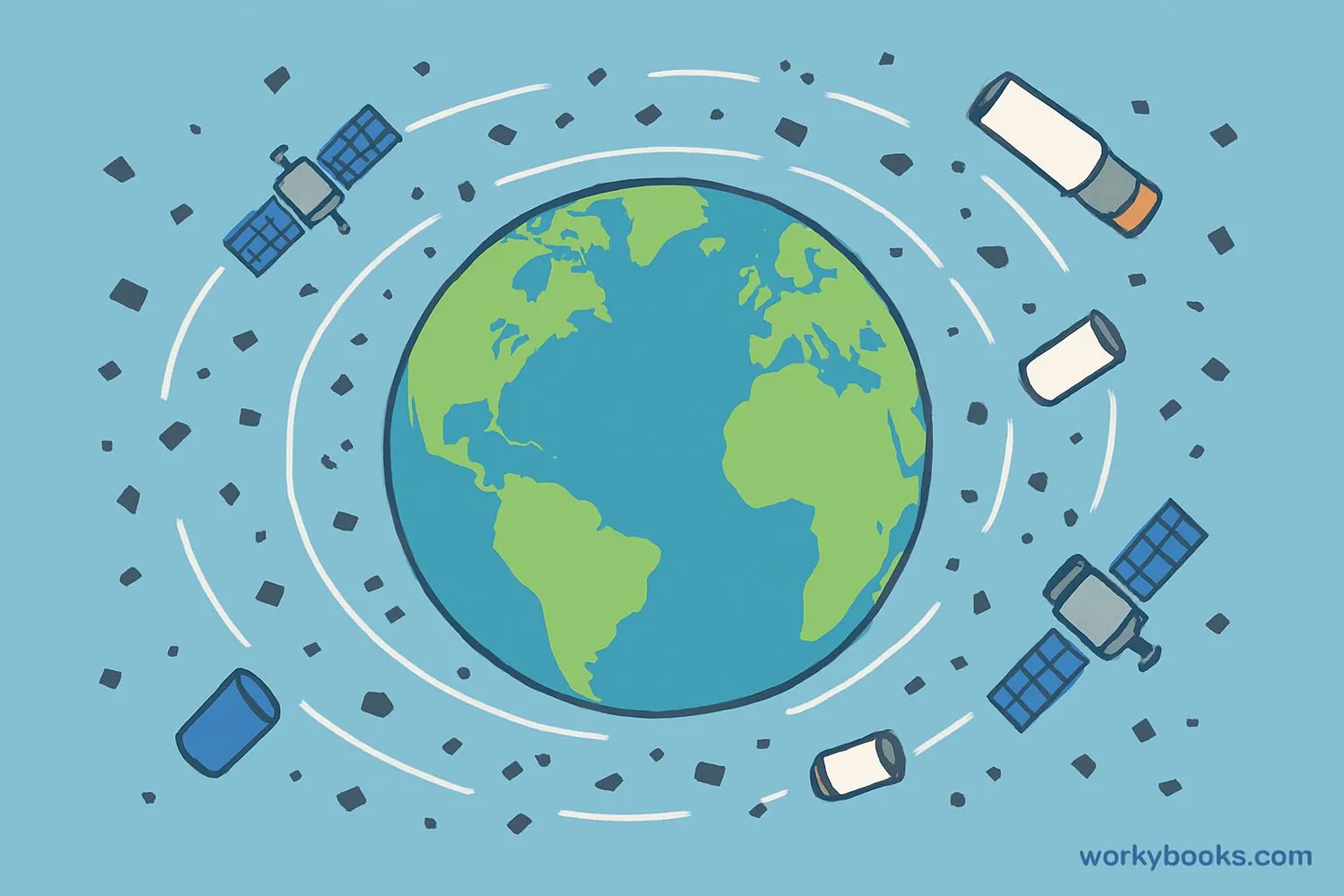Visual representation of space debris orbiting Earth