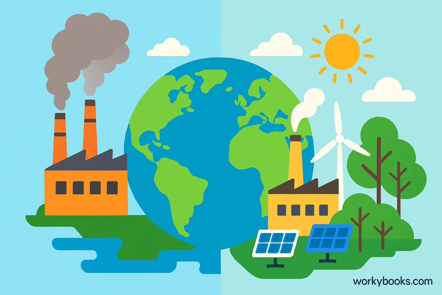 Illustration showing the concept of decarbonization