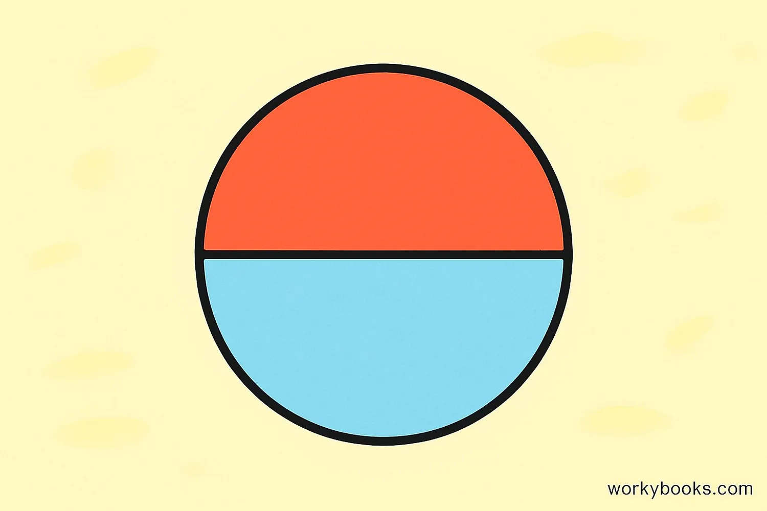 A circle divided into two semicircles with a diameter line
