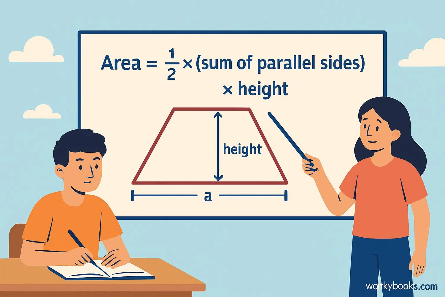 Visual derivation of trapezium area formula